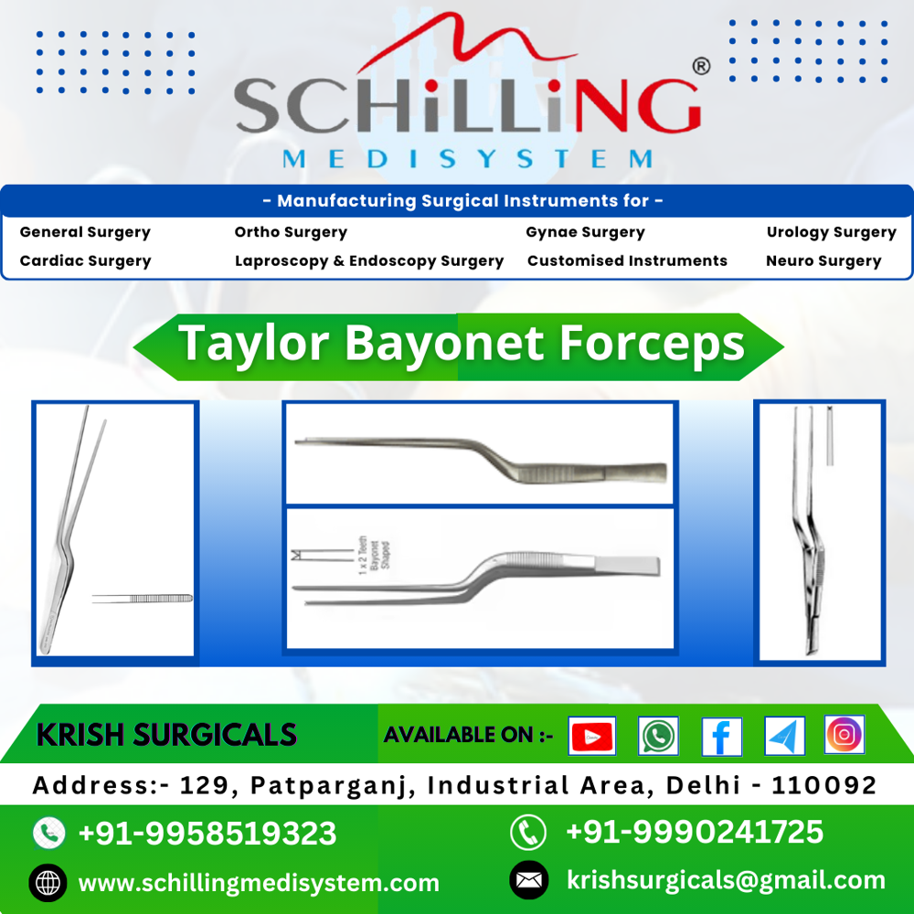 Taylor Bayonet Forceps - Precision Neuro Surgical Instruments | New, Manual Operation, Waterproof, Non-foldable