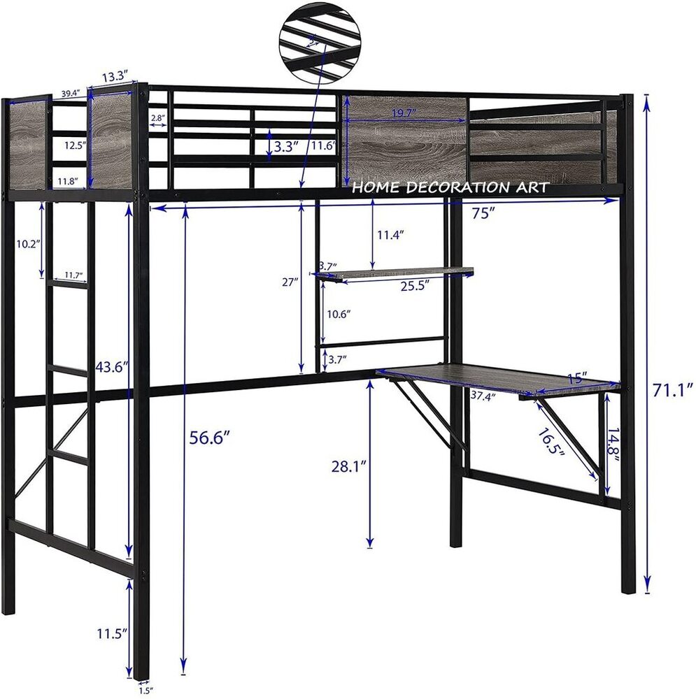Metal Twin Size Loft Bed Twin Loft Bed With Storage Shelves