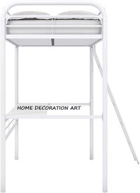 Twin Size Frame, Metal/White Desk Loft, Bed Powder Coated Paint