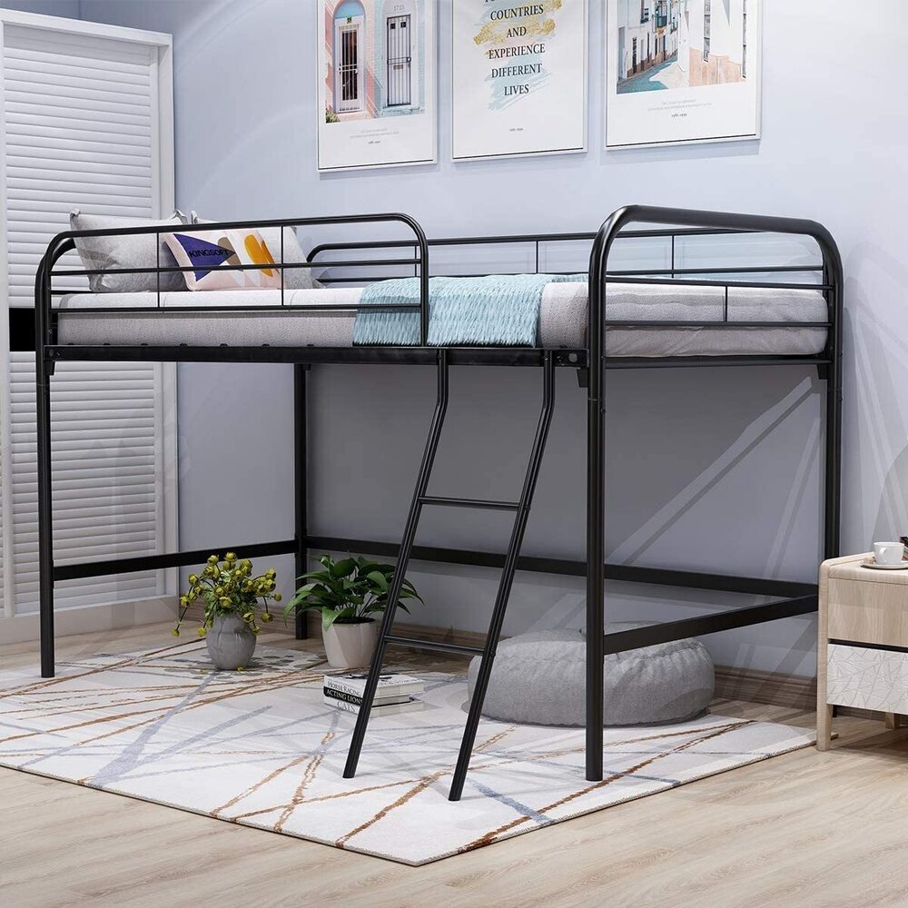 Loft Bed, Single Bunk Bed with Sturdy Steel Frame