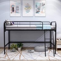 Loft Bed, Single Bunk Bed with Sturdy Steel Frame