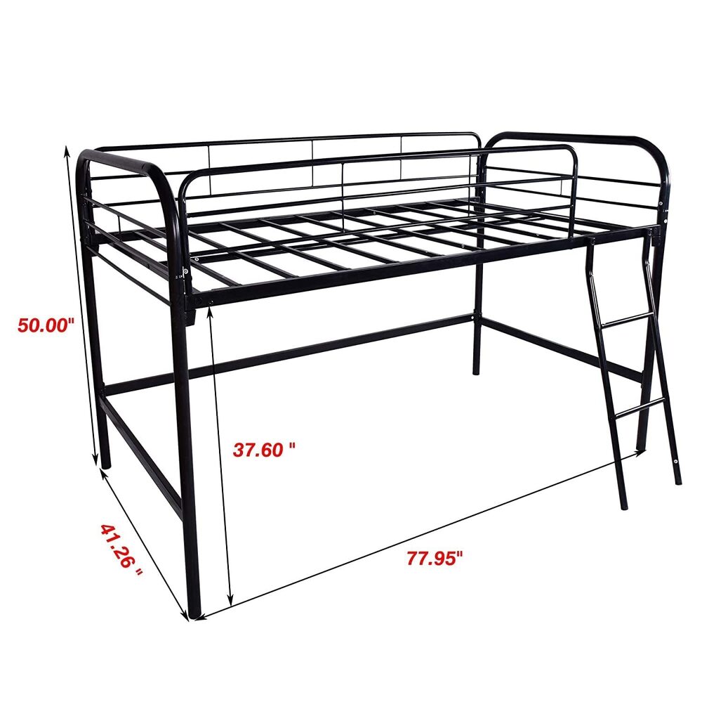 Loft Bed, Single Bunk Bed with Sturdy Steel Frame