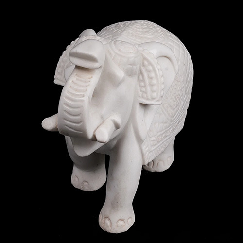 Marble Indian Elephant Without Base - Color: White