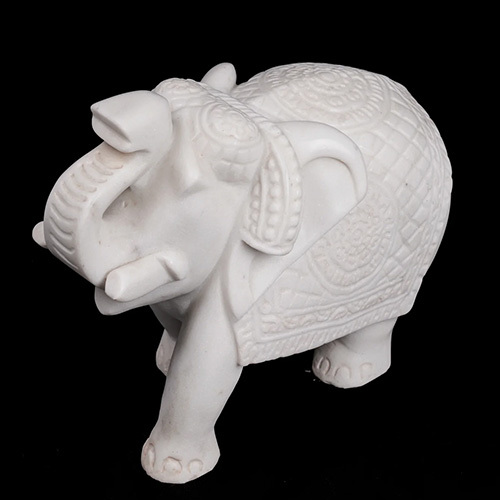 Marble Indian Elephant Without Base - Color: White