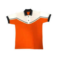 Fancy School T-shirt - High-quality Polyester Material, Vibrant Orange Color, Half Sleeve Design, Washable And Versatile For All Age Groups
