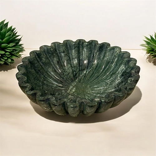 Marble Ruffle Bowl - Color: Green