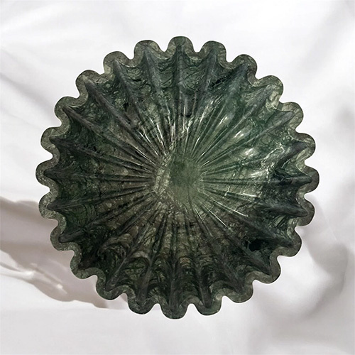 Marble Ruffle Bowl - Color: Green