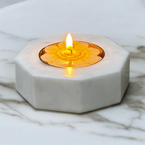 Hexagon Candle Holder - Color: White