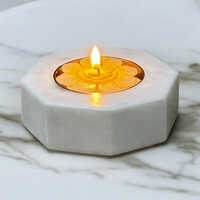 Marble Hexagon Candle Holder - Color: White