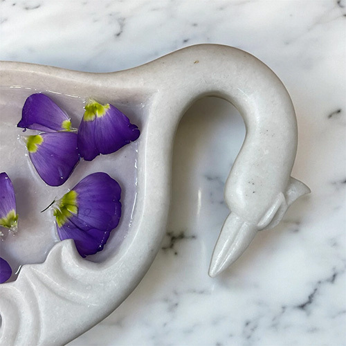 Marble Peacock Bowl - Color: White