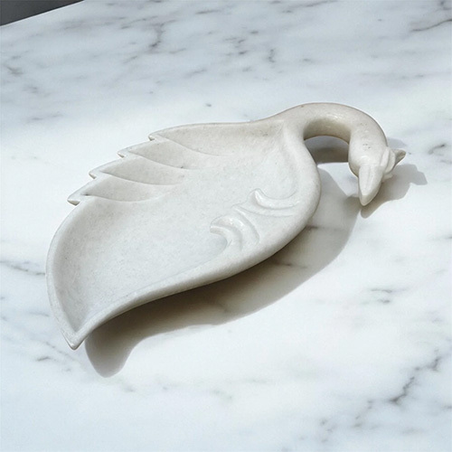 Marble Peacock Bowl - Color: White