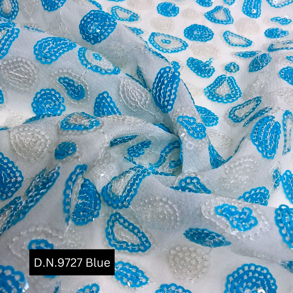 Luxurious Turquoise Sequins Fabric - Color: ]