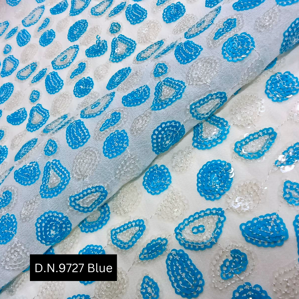 Luxurious Turquoise Sequins Fabric - Color: ]