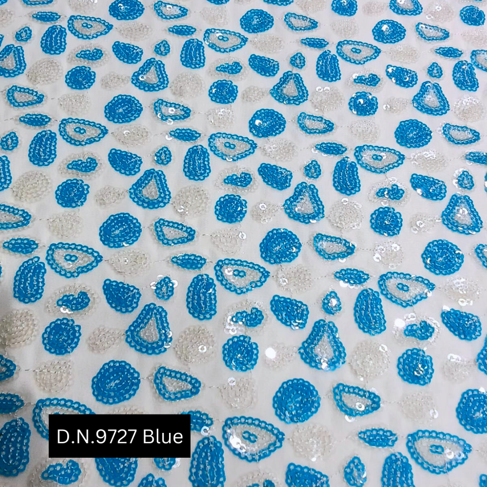 Luxurious Turquoise Sequins Fabric - Color: ]