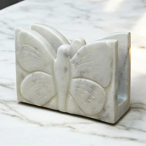 Marble Butterfly Tissue Paper Holder - Color: White