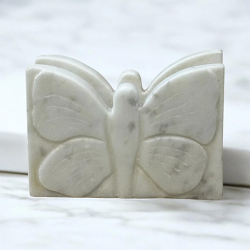 Marble Butterfly Tissue Paper Holder - Color: White