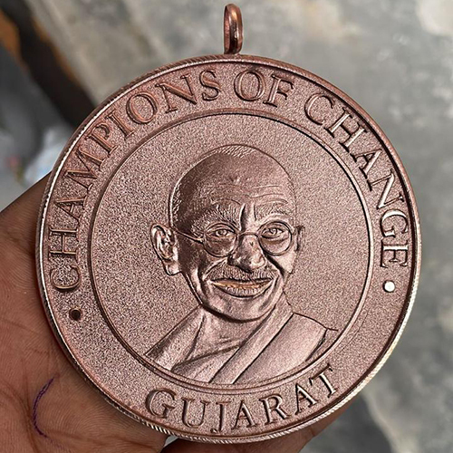 Mahatma Gandhi Die Cast Medal - Shape: Round