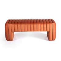 Linear Upholstry Cushioned Pouffee Bench Seating - Color: Different Available