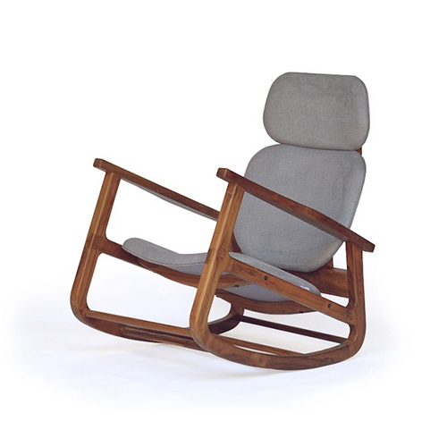 Wooden Rocking Chair - Solid Teak Wood, Available in Various Sizes and Colors, Polished Finish, Modern Design for Commercial and Residential Use