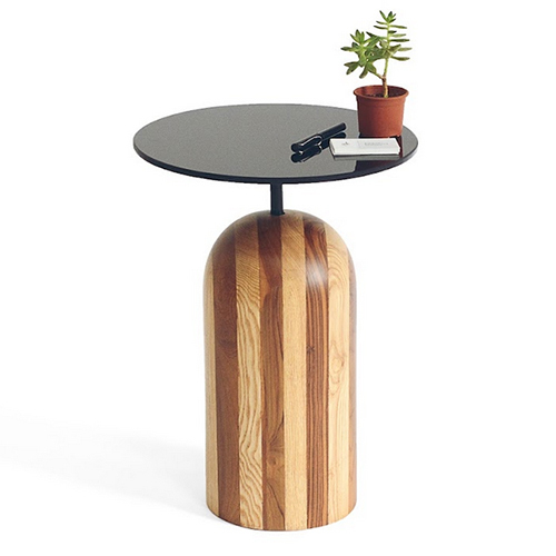 Stripe Solid Wood Side Table With Wooden Top