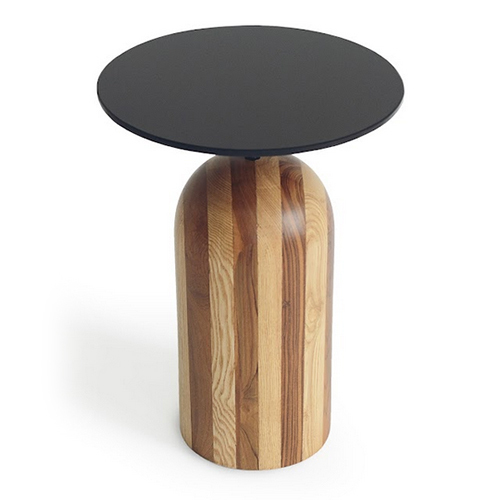 Stripe Solid Wood Side Table With Wooden Top