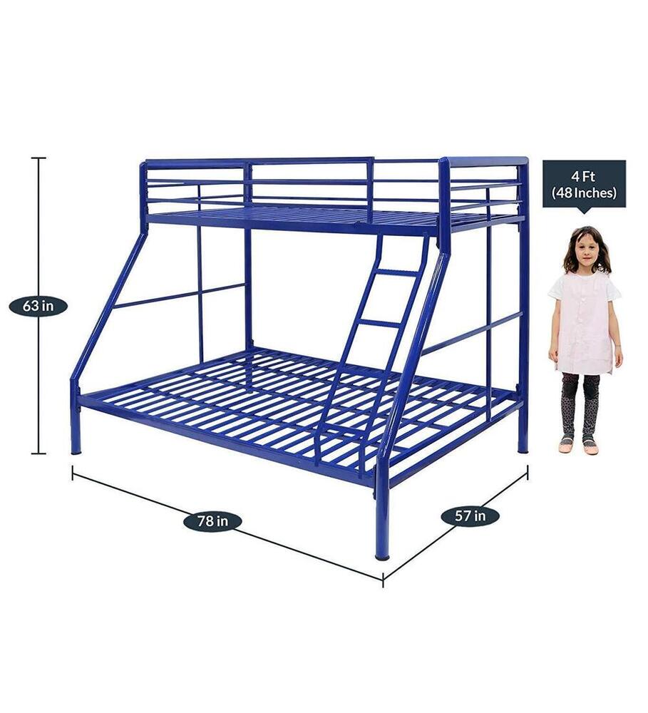 Twin Metal Bunk Cot Bed (Bottom) + Single(Top) - Frame Only, Mattress Not Included