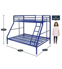 Twin Metal Bunk Cot Bed (Bottom) + Single(Top) - Frame Only, Mattress Not Included