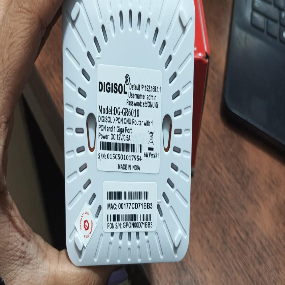 Digisol Onu 6010 - Application: Technology: Supports Both Gpon And Epon. Interfaces: 1 X Pon (Optical Fiber) 1 X Gigabit Ethernet (Rj45) 1 X Fxs (Phone) Networking: Supports Ipv4