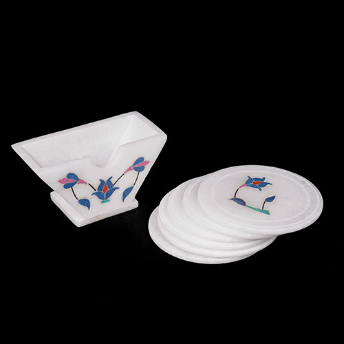 Marble Inlay Flower Coaster