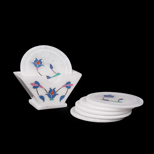 Marble Inlay Flower Coaster