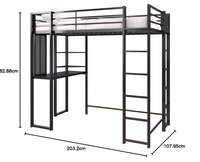 Metal Frame with Desk and Ladder, Full, Black 1 Loft Bed