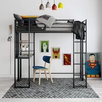 Metal Frame with Desk and Ladder, Full, Black 1 Loft Bed