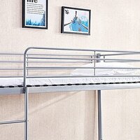 Metal Bunk Bed Frame with Ladder Safety Guardrail Guest Room Bedroom