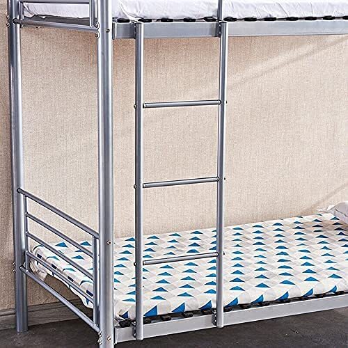 Metal Bunk Bed Frame with Ladder Safety Guardrail Guest Room Bedroom