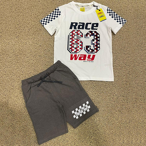 Single White Jersey Top Loopknit Shorts