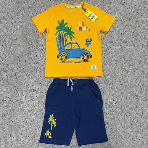 Single Yellow Jersey Top Loopknit Shorts