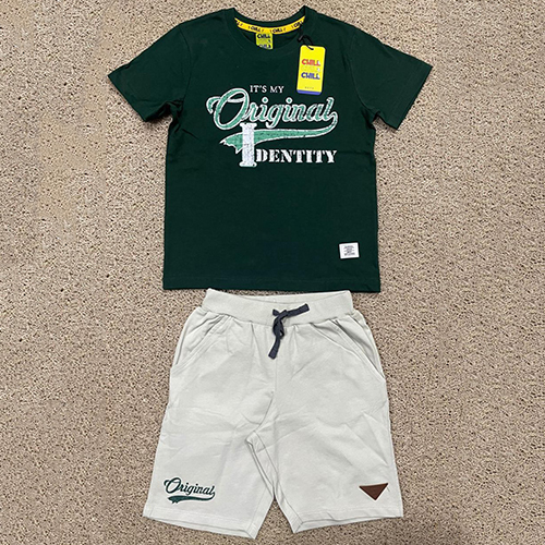 Single Dark Green Jersey Top Loopknit Shorts
