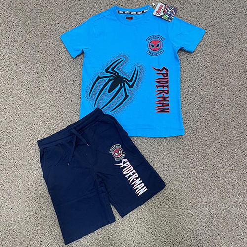 Single Blue Jersey Top Loopknit Shorts