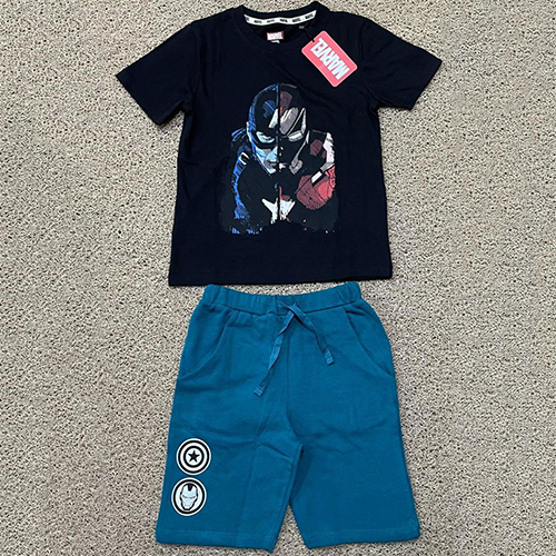 Single Jersey Top Loopknit Blue Shorts