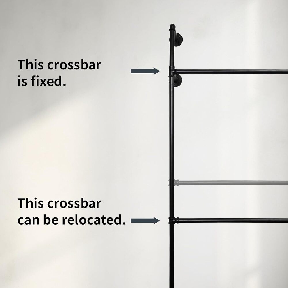 Industrial Pipe Clothing Rack Wall Mount,double Hanging Rods Heavy Duty Clothes Rack