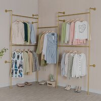 Industrial Pipe Clothing Rack Wall Mounted 5 Hanging Rods Garment Bar