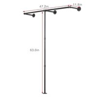 Industrial Pipe Clothes Rack, Heavy Duty Wall Mounted Black Iron Garment Bar