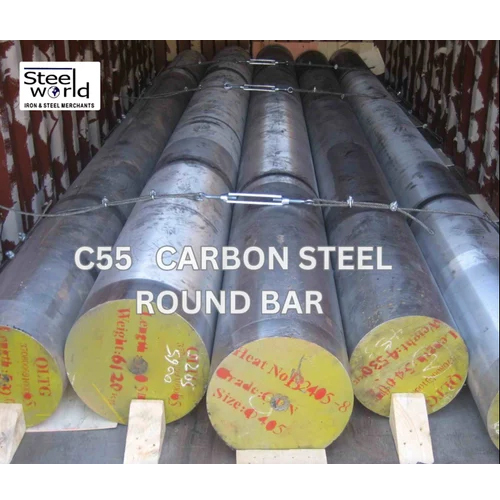 C55 Steel Rolled Round Bar - Color: Silver