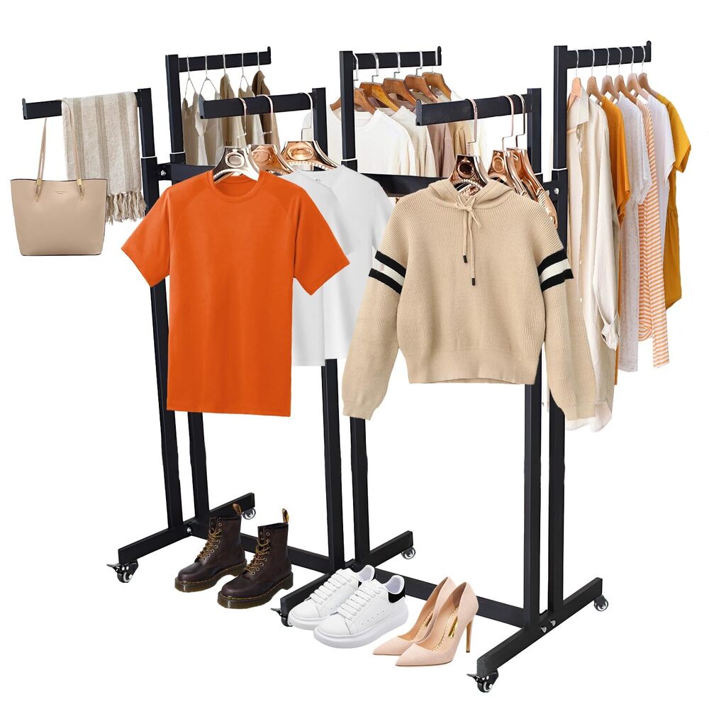 6 Way Clothing Rack Floor Standing Metal Garment Rack