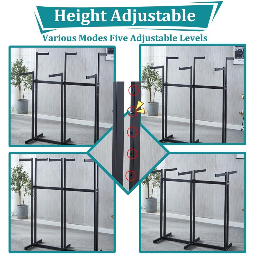 6 Way Clothing Rack Floor Standing Metal Garment Rack