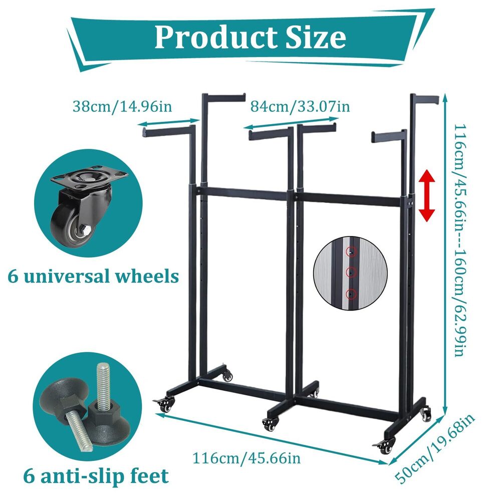 6 Way Clothing Rack Floor Standing Metal Garment Rack