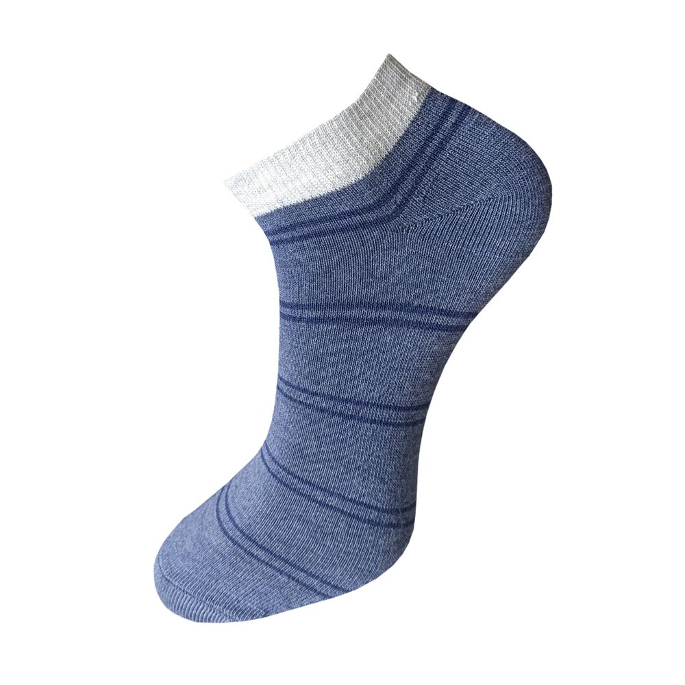 Premium Mens Socks - Knitted Cotton Blend, Free Size, Blue Gray White | Breathable, High Elasticity, All-season Comfort, Snug Fit, Odor Resistant