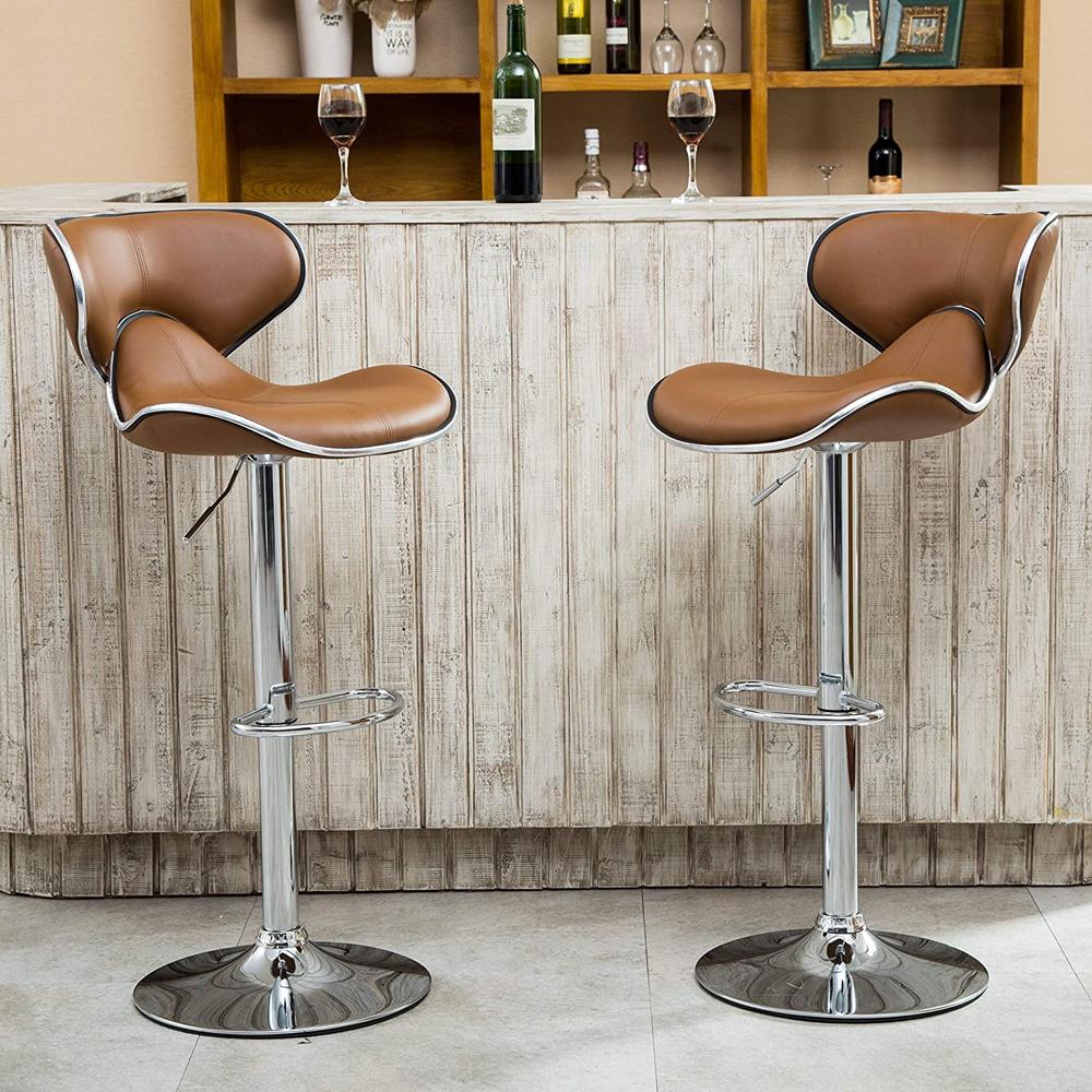 Leather Bar Stools - Color: Brown