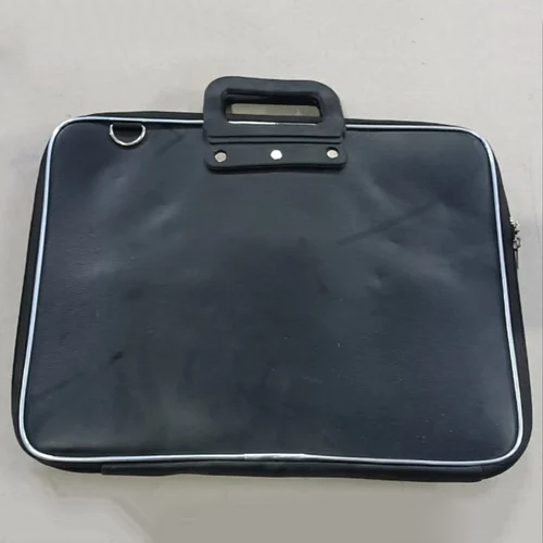 Plain Black Leather Laptop Bag - Size: 28X13X12 Cm