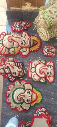 9 Inch Vetiver Root Ganesh Hanging - Color: Multi Colour